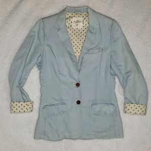 H&M-Pale Blue Linen/Cotton Blend Jean Blazer, US Size 8
